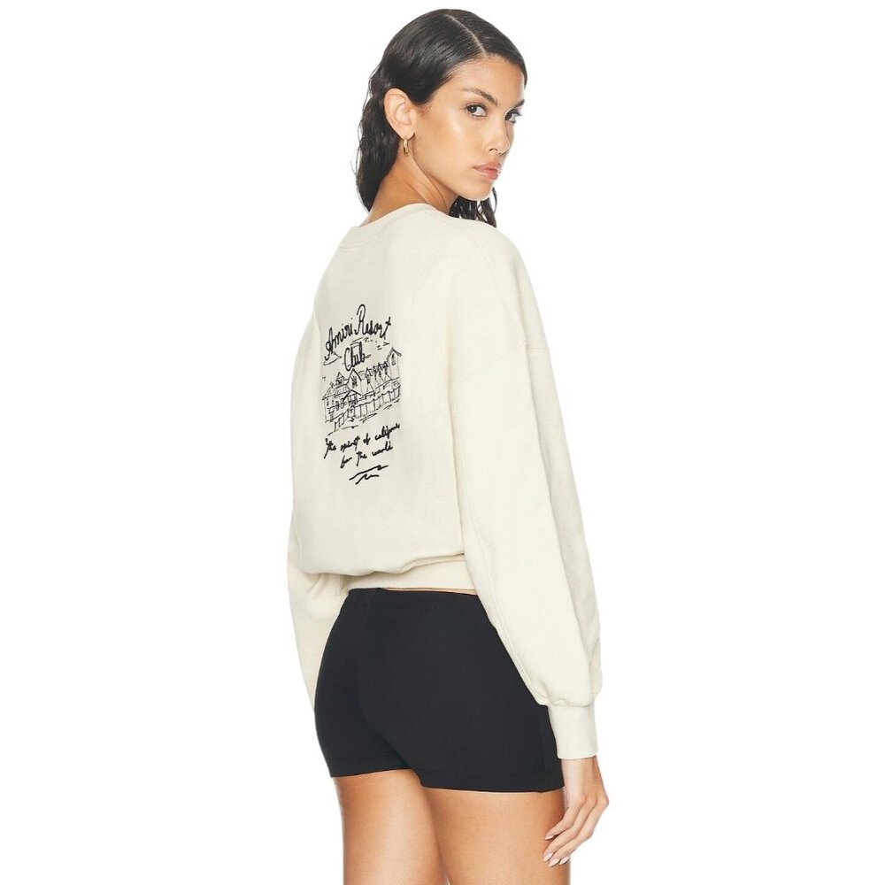 Amiri Spirit Crewneck Sweatshirt in Alabaster Small Womens Pullover
